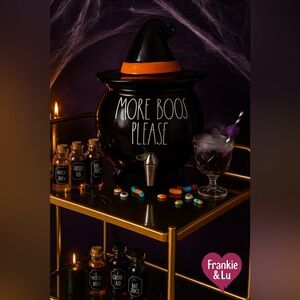 Rae Dunn More Boos Please Cauldron Drink Dispenser Witch Hat NWT